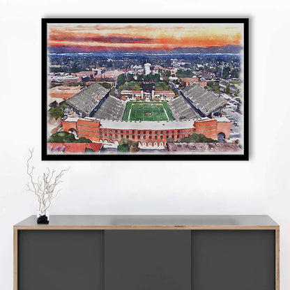 Southern Miss Golden Eagles -M M Roberts Painting Stadium Watercolor100, Sport Gift Art, Framed Art Print Wall Decor