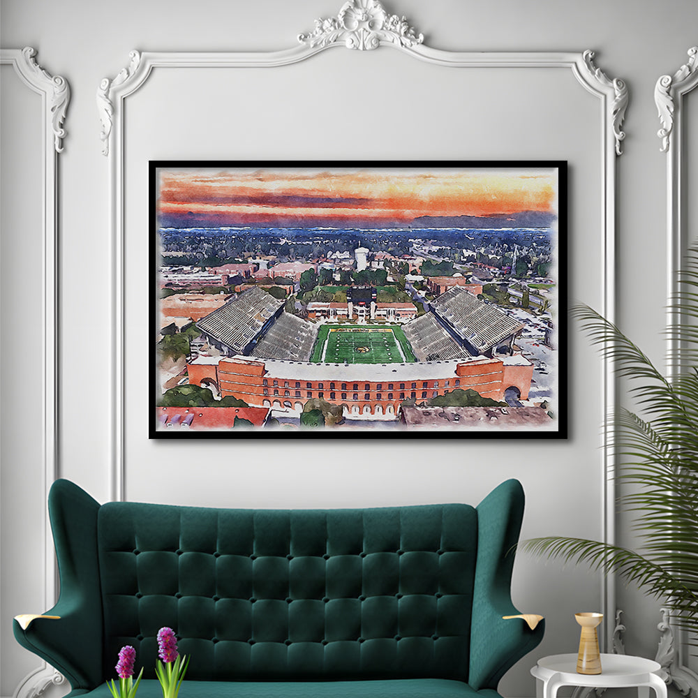 Southern Miss Golden Eagles -M M Roberts Painting Stadium Watercolor100, Sport Gift Art, Framed Art Print Wall Decor