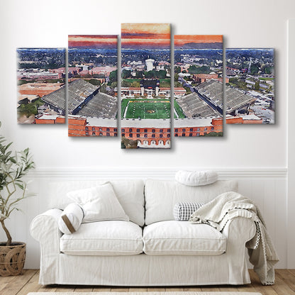 Southern Miss Golden Eagles -M M Roberts Painting Stadium Watercolor, Sport Art, Mixed 5 Panel, Canvas Print Wall Art