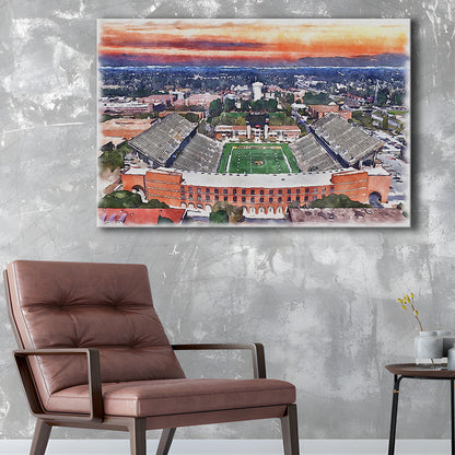 Southern Miss Golden Eagles -M M Roberts Painting Stadium Watercolor, Sport Art, Gifts for him, Canvas Print Wall Art