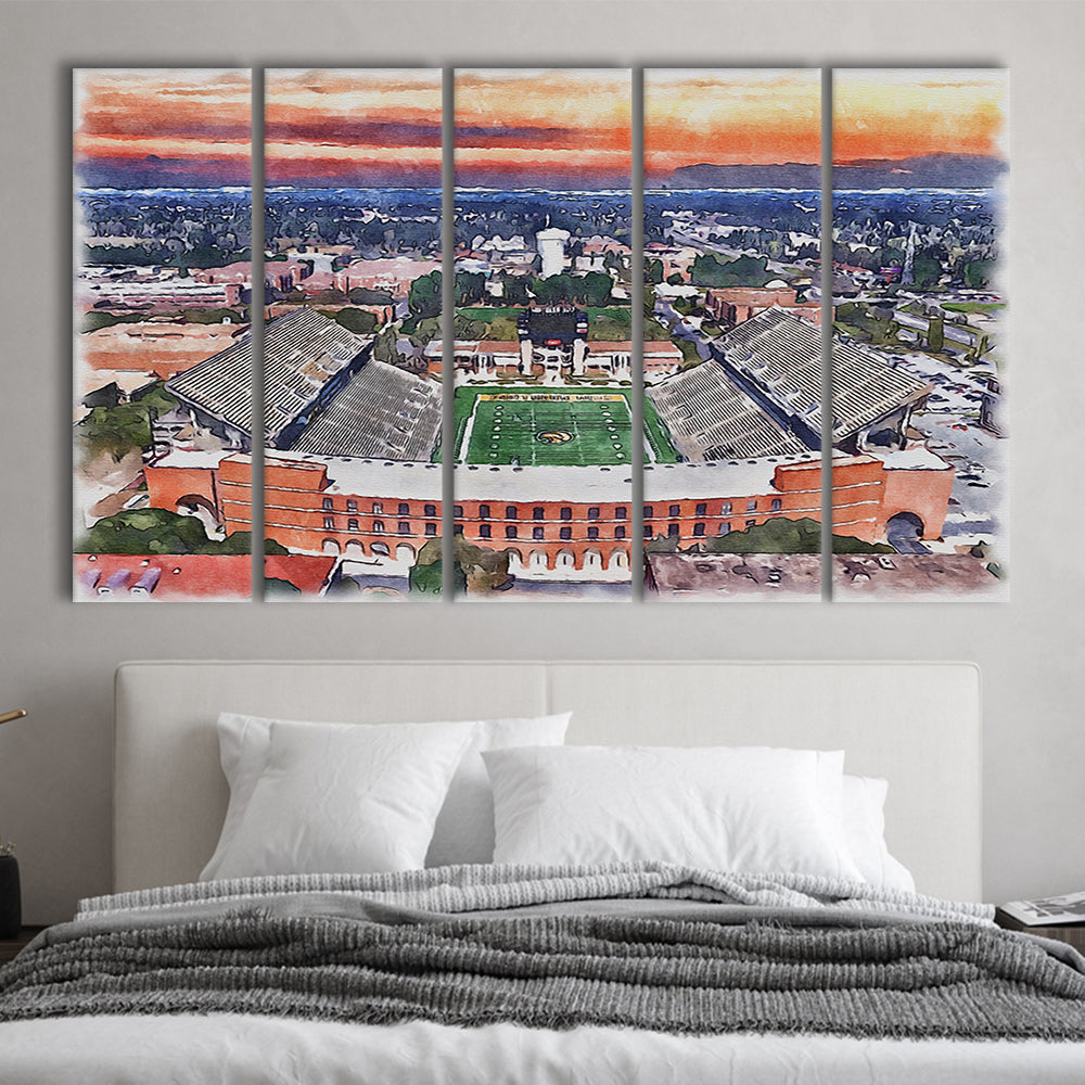 Southern Miss Golden Eagles -M M Roberts Painting Stadium Watercolor, Sport Art, Extra Large Canvas Print Wall Art