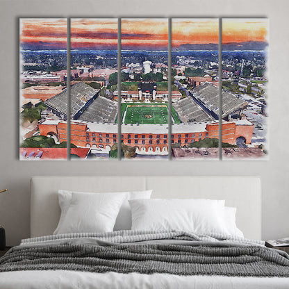 Southern Miss Golden Eagles -M M Roberts Painting Stadium Watercolor, Sport Art, Extra Large Canvas Print Wall Art