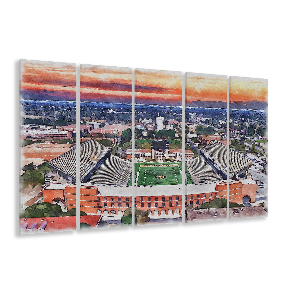 Southern Miss Golden Eagles -M M Roberts Painting Stadium Watercolor, Sport Art, Extra Large Canvas Print Wall Art