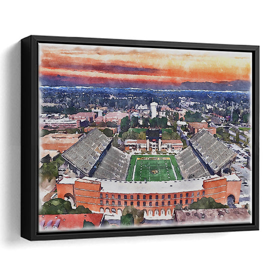 Southern Miss Golden Eagles -M M Roberts Painting Stadium Watercolor, Sport Gift Art, Framed Canvas Print Wall Art