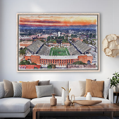 Southern Miss Golden Eagles -M M Roberts Painting Stadium Watercolor, Sport Gift Art, Framed Canvas Print Wall Art