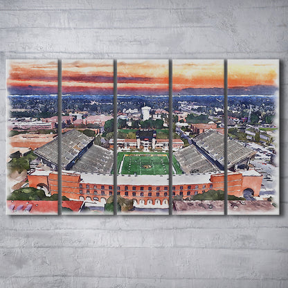 Southern Miss Golden Eagles -M M Roberts Painting Stadium Watercolor, Sport Art, Extra Large Canvas Print Wall Art