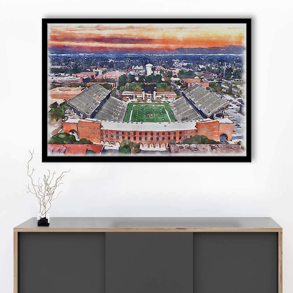 Southern Miss Golden Eagles -M M Roberts Painting Stadium Watercolor, Sport Gift Art, Framed Art Print Wall Decor