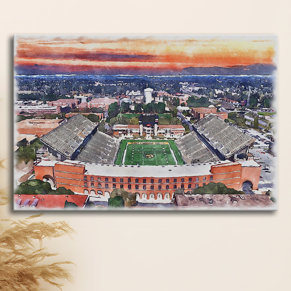 Southern Miss Golden Eagles -M M Roberts Painting Stadium Watercolor, Sport Art, Gifts for him, Canvas Print Wall Art
