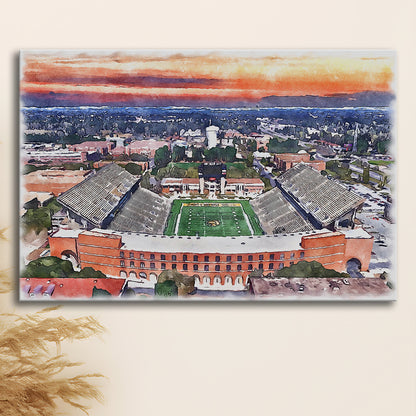 Southern Miss Golden Eagles -M M Roberts Painting Stadium Watercolor, Sport Art, Gifts for him, Canvas Print Wall Art