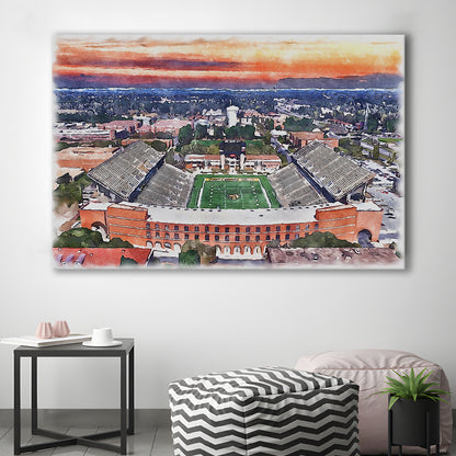 Southern Miss Golden Eagles -M M Roberts Painting Stadium Watercolor, Sport Art, Gifts for him, Canvas Print Wall Art