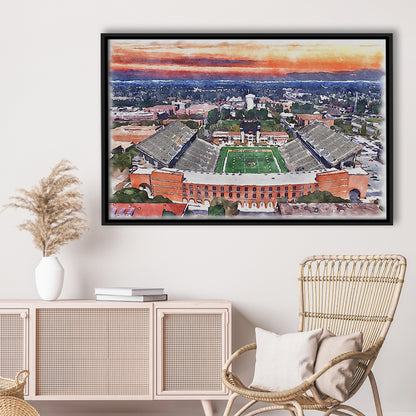 Southern Miss Golden Eagles -M M Roberts Painting Stadium Watercolor, Sport Gift Art, Framed Canvas Print Wall Art