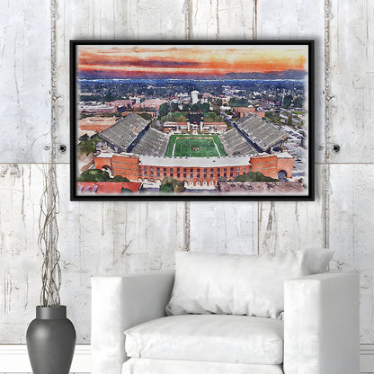 Southern Miss Golden Eagles -M M Roberts Painting Stadium Watercolor, Sport Gift Art, Framed Canvas Print Wall Art