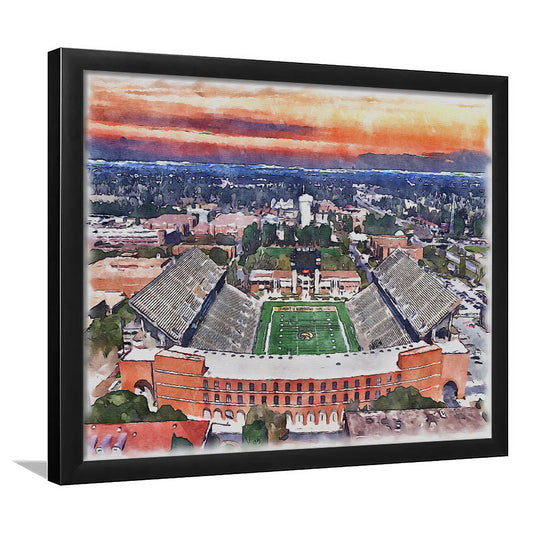 Southern Miss Golden Eagles -M M Roberts Painting Stadium Watercolor, Sport Gift Art, Framed Art Print Wall Decor