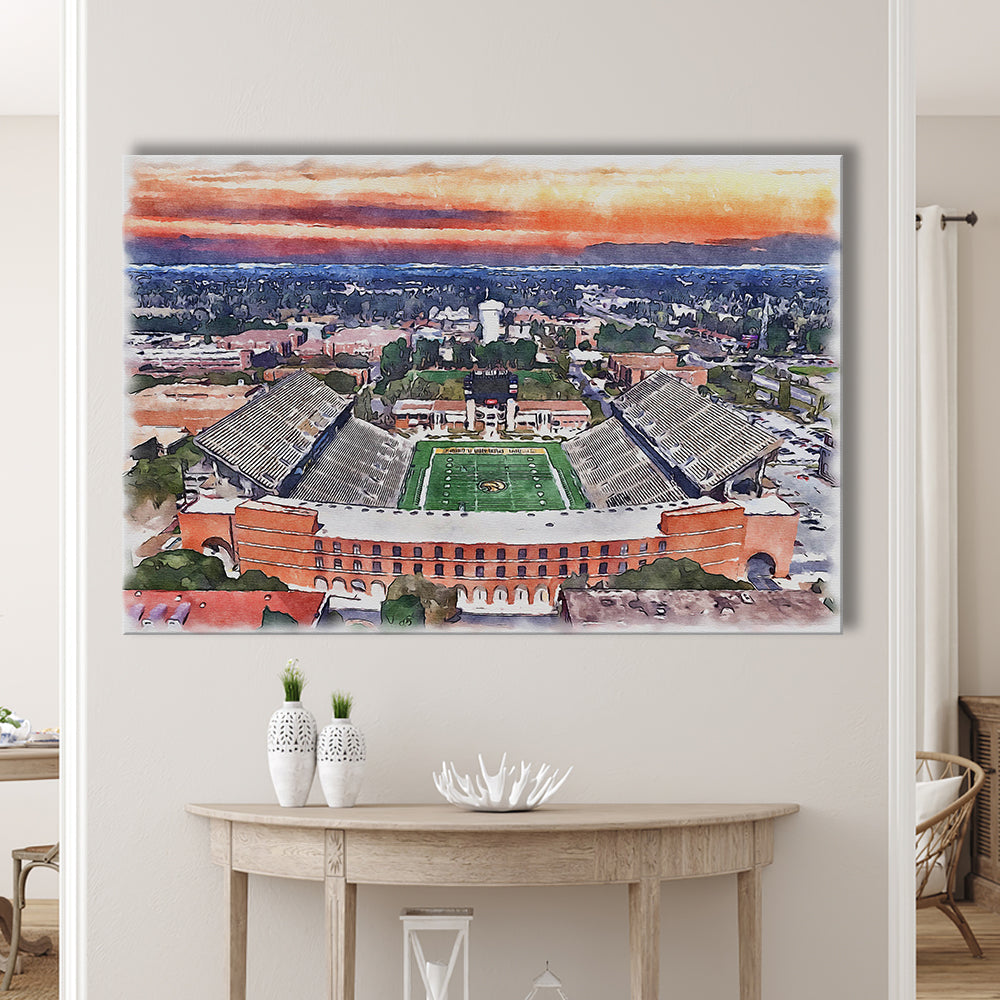 Southern Miss Golden Eagles -M M Roberts Painting Stadium Watercolor, Sport Art, Gifts for him, Canvas Print Wall Art