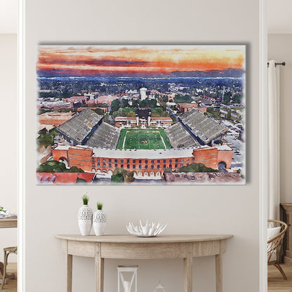 Southern Miss Golden Eagles -M M Roberts Painting Stadium Watercolor, Sport Art, Gifts for him, Canvas Print Wall Art