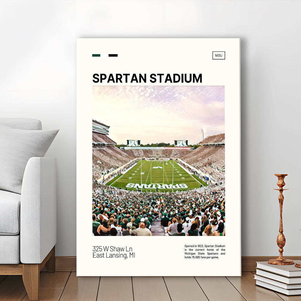 Spartan Stadium Print, Michigan State Spartans Stadium Canvas Art, Fan Gifts, Sport Art, Canvas Print Wall Art