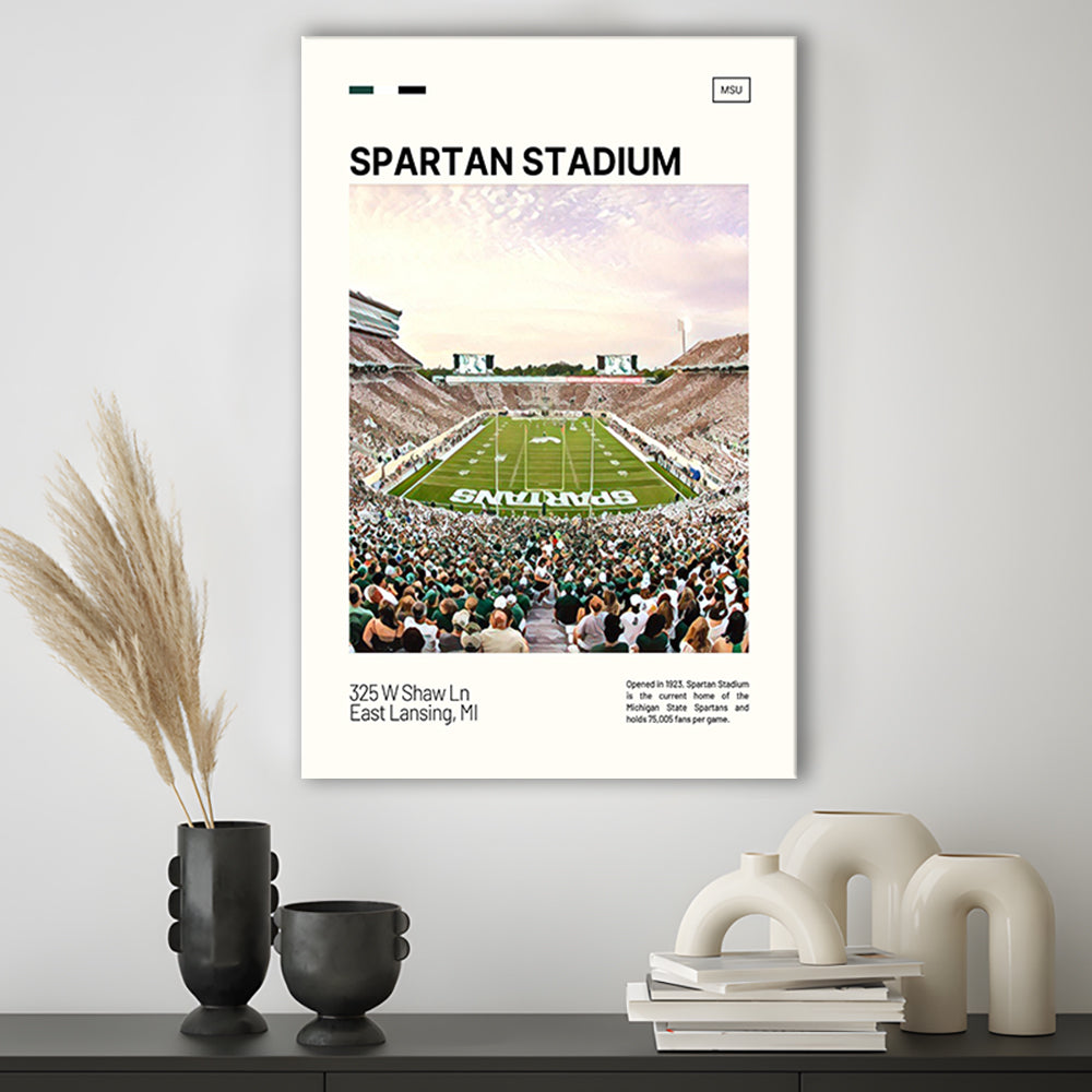 Spartan Stadium Print, Michigan State Spartans Stadium Canvas Art, Fan Gifts, Sport Art, Canvas Print Wall Art