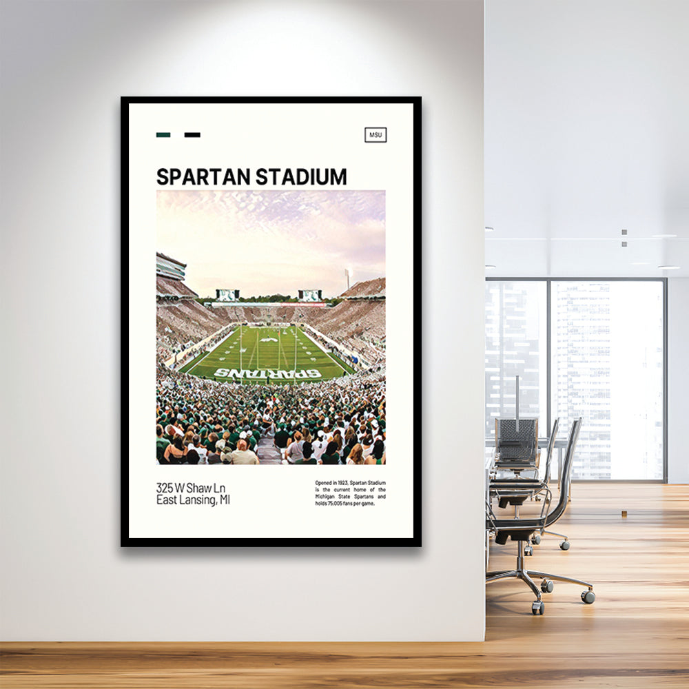Spartan Stadium Print, Michigan State Spartans Stadium Art, Gifts for him, Sport Art, Framed Art Print Wall Decor