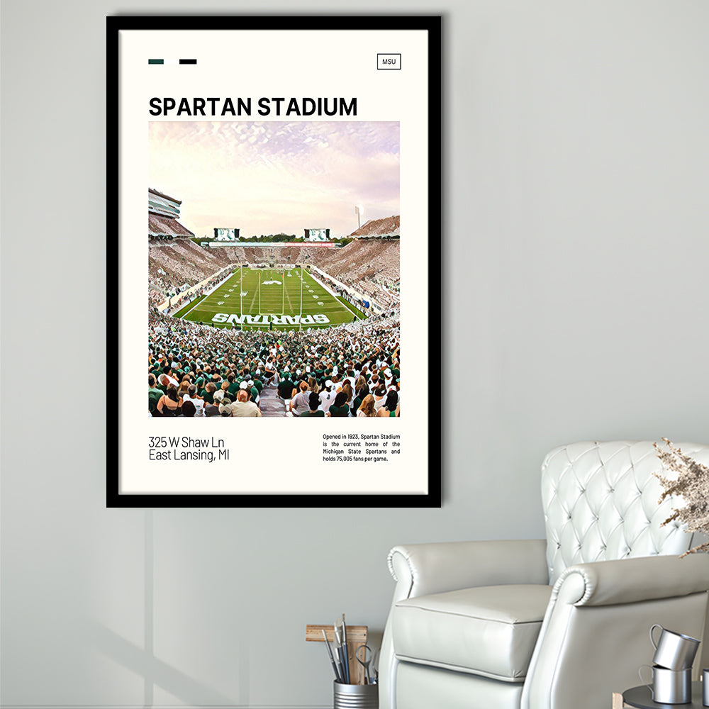 Spartan Stadium Print, Michigan State Spartans Stadium Art, Gifts for him, Sport Art, Framed Art Print Wall Decor