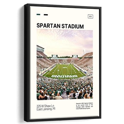 Spartan Stadium Print, Michigan State Spartans Stadium Canvas Art, Man Cave Gift, Floating Framed Canvas Print Wall Art
