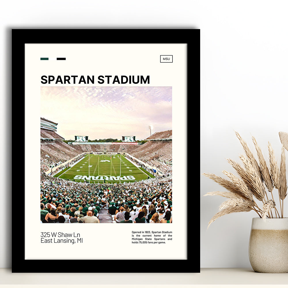 Spartan Stadium Print, Michigan State Spartans Stadium Art, Gifts for him, Sport Art, Framed Art Print Wall Decor