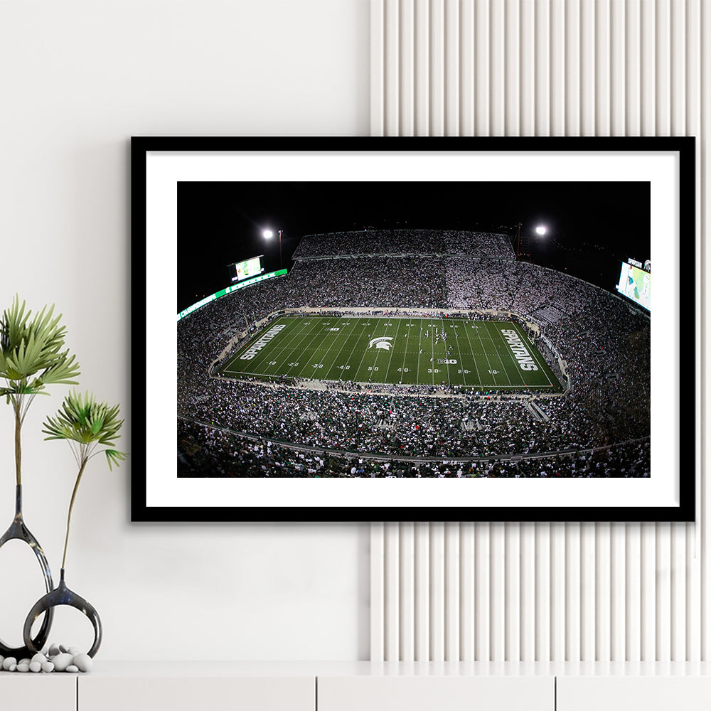 Spartan Stadium, Stadium Canvas, Sport Art, Gift for him, White Border Framed Art Print Wall Decor
