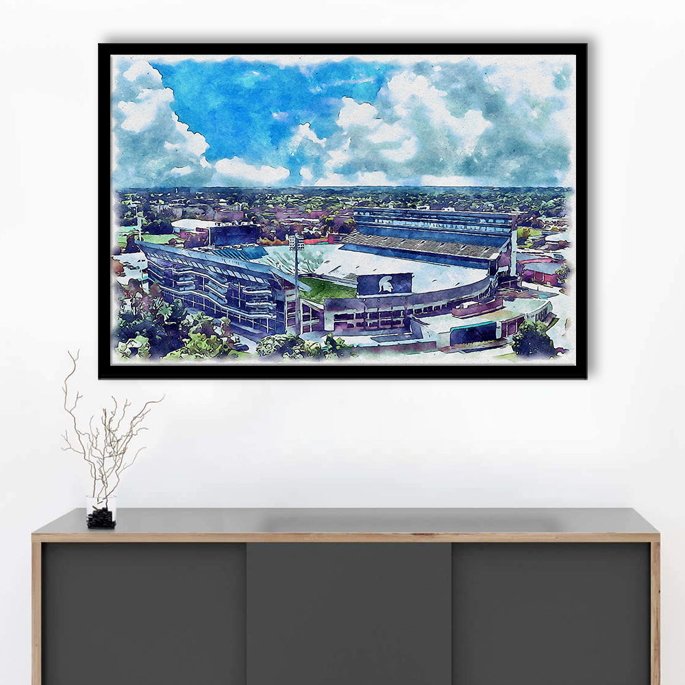 Spartan Painting Stadium Watercolor, East Lansing Michigan Watercolor, Sport Gift Art, Framed Art Print Wall Decor