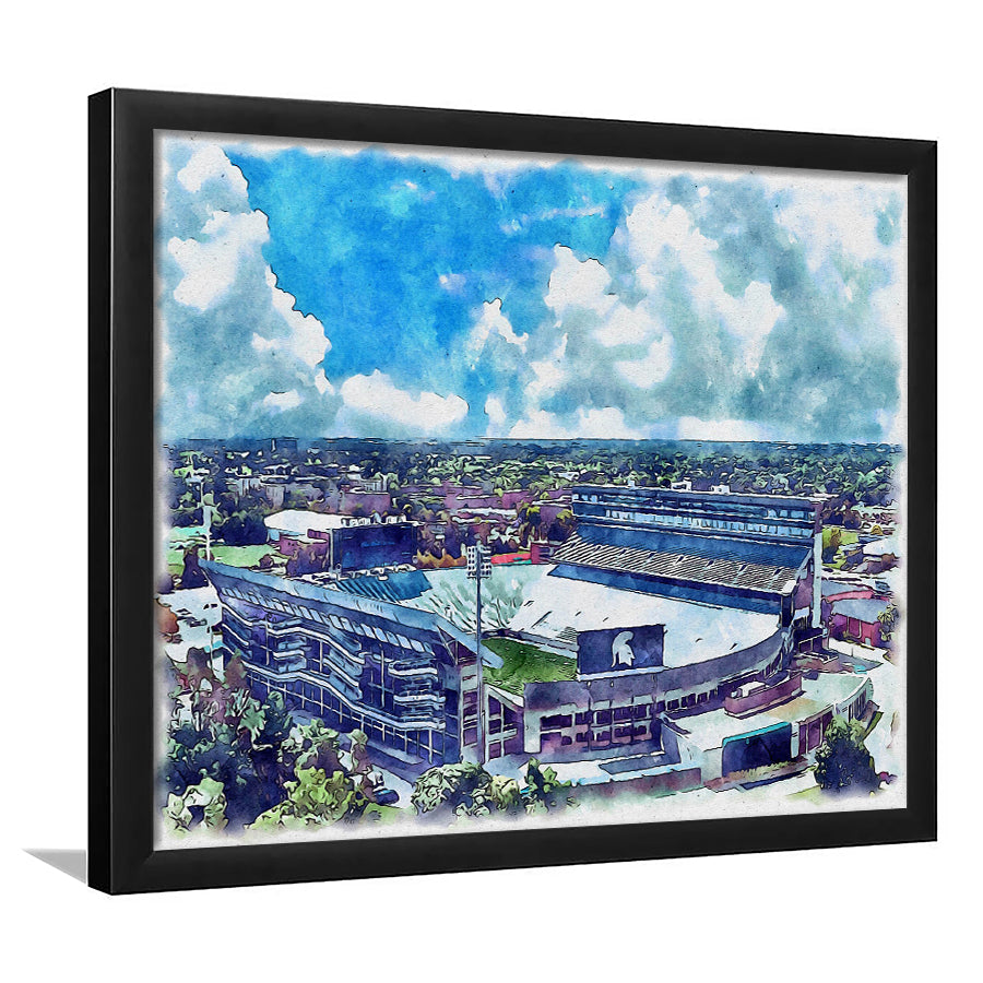 Spartan Painting Stadium Watercolor, East Lansing Michigan Watercolor, Sport Gift Art, Framed Art Print Wall Decor