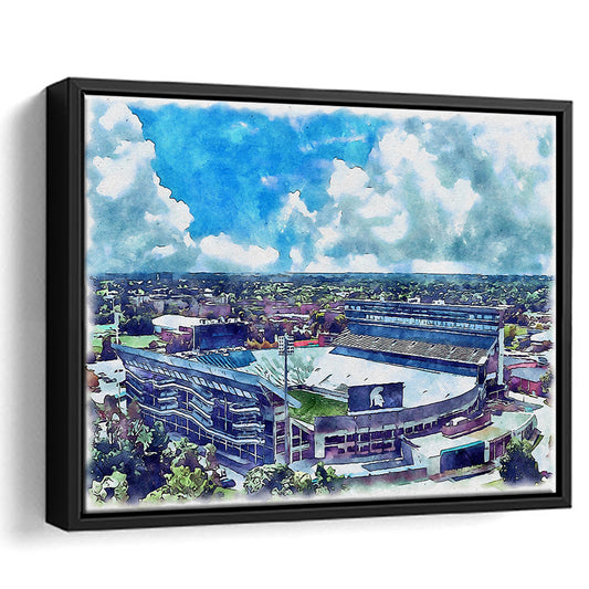 Spartan Painting Stadium Watercolor, East Lansing Michigan Watercolor, Sport Gift Art, Framed Canvas Print Wall Art
