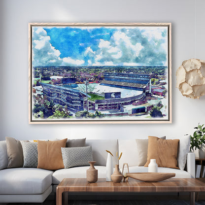 Spartan Painting Stadium Watercolor, East Lansing Michigan Watercolor, Sport Gift Art, Framed Canvas Print Wall Art