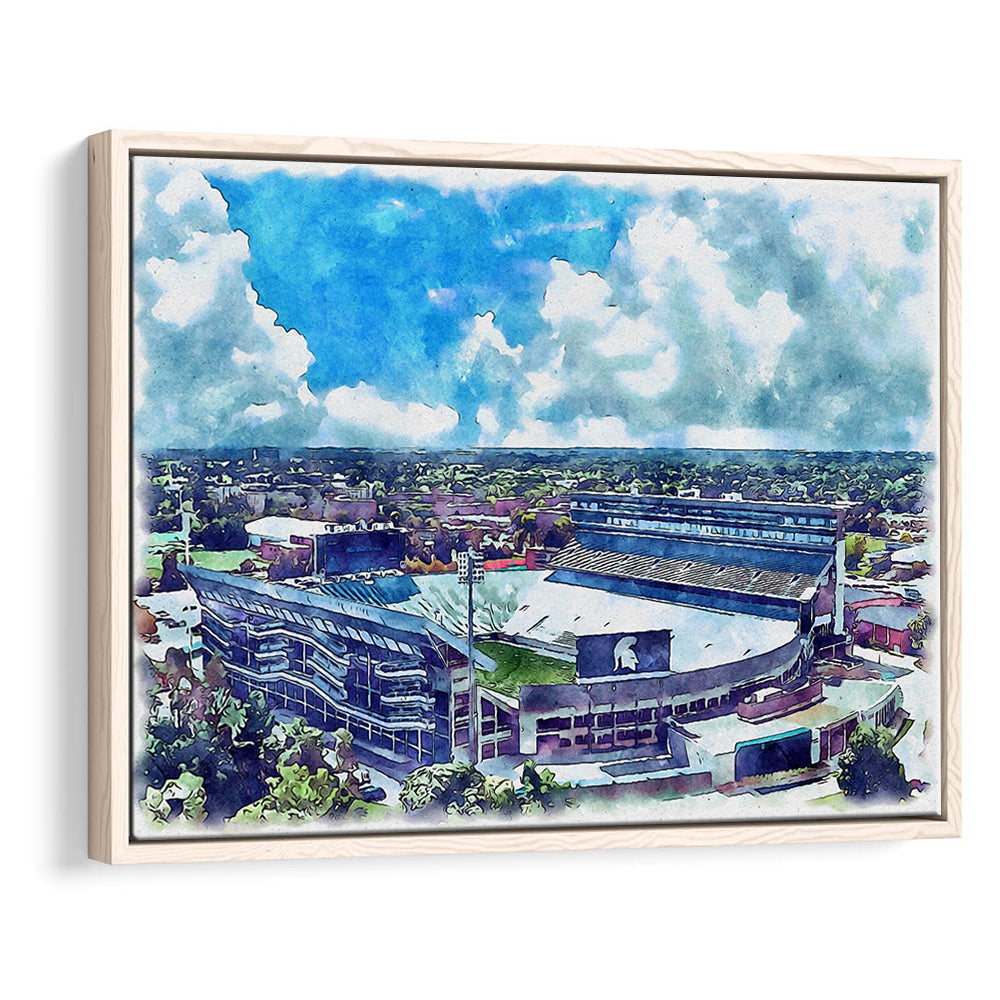 Spartan Painting Stadium Watercolor, East Lansing Michigan Watercolor, Sport Gift Art, Framed Canvas Print Wall Art