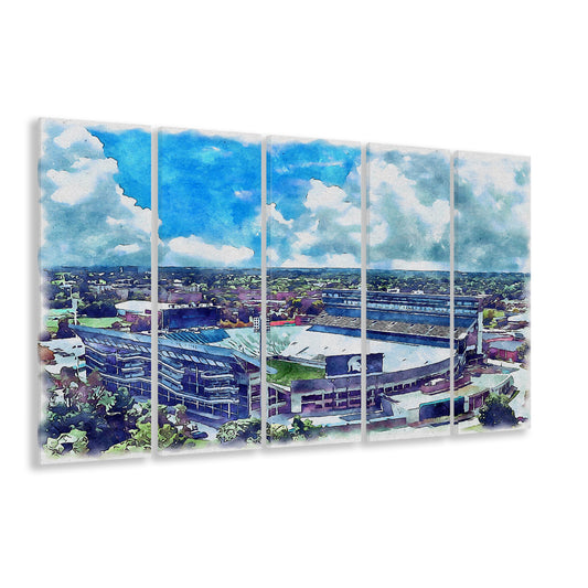 Spartan Painting Stadium Watercolor, East Lansing Michigan Watercolor, Sport Art, Extra Large Canvas Print Wall Art