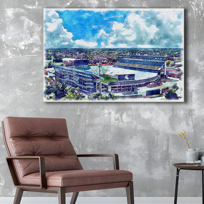 Spartan Painting Stadium Watercolor, East Lansing Michigan Watercolor, Sport Art, Gifts for him, Canvas Print Wall Art