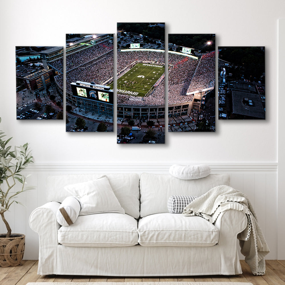 Spartan Stadium in Michigan, Stadium Canvas, Sport Art, Gift for him, 5 Panel, Large Canvas, Canvas Print Wall Art