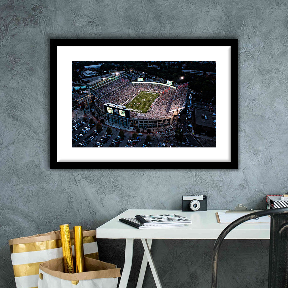 Spartan Stadium in Michigan, Stadium Canvas, Sport Art, Gift for him, White Border Framed Art Print Wall Decor