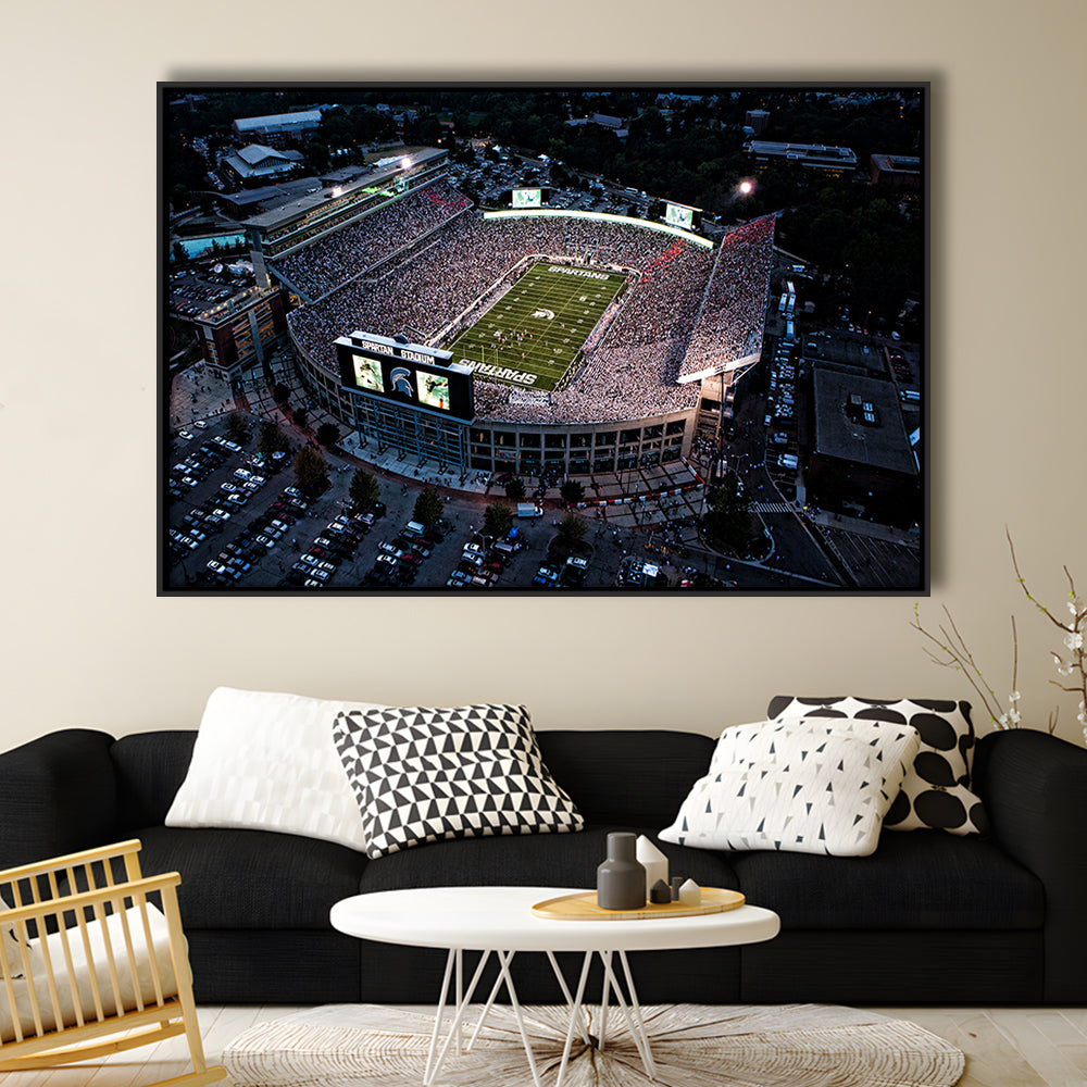 Spartan Stadium in Michigan, Stadium Canvas, Sport Art, Framed Canvas Print Wall Art, Floating Frame