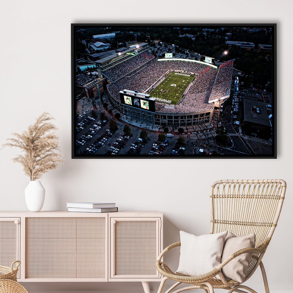 Spartan Stadium in Michigan, Stadium Canvas, Sport Art, Framed Canvas Print Wall Art, Floating Frame