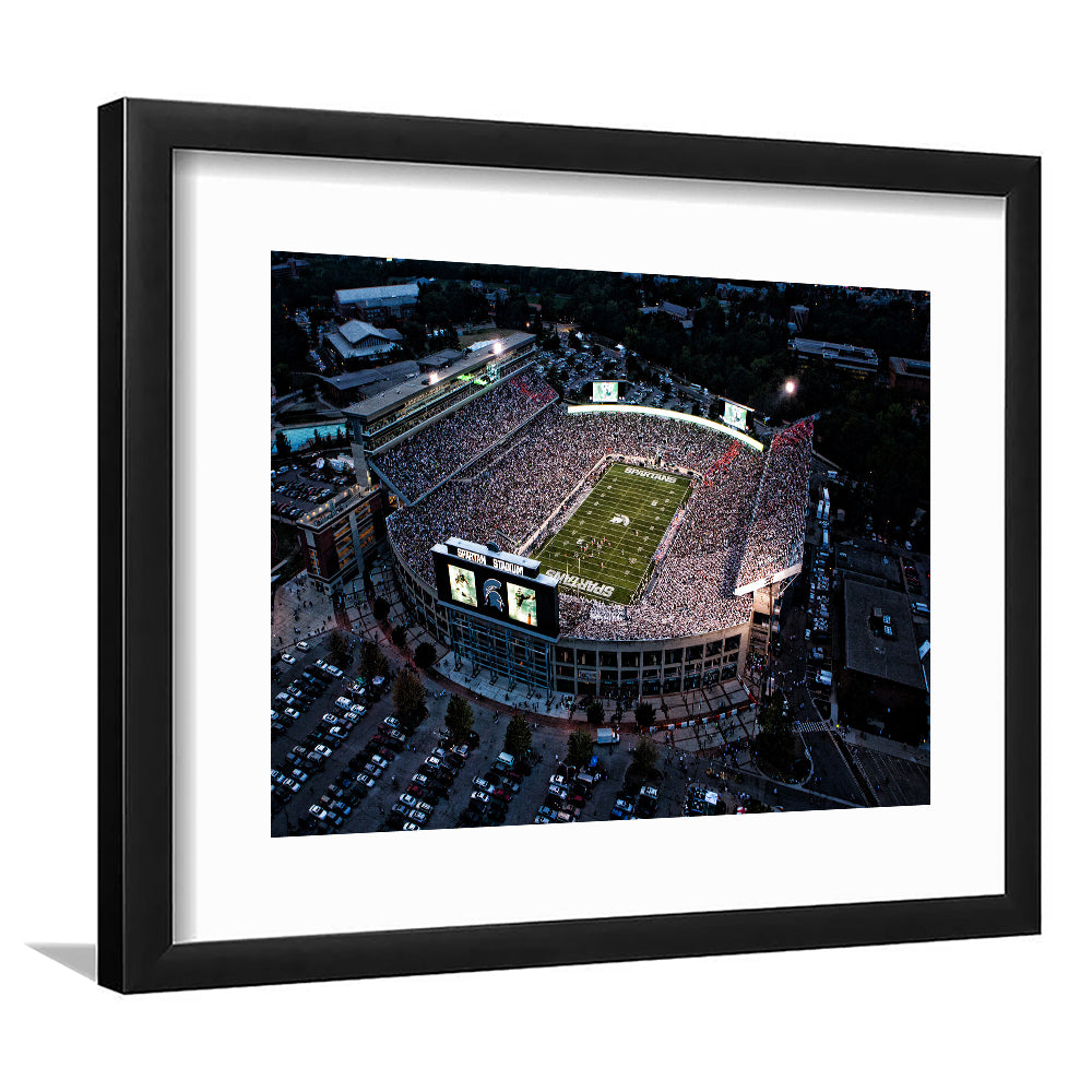 Spartan Stadium in Michigan, Stadium Canvas, Sport Art, Gift for him, White Border Framed Art Print Wall Decor