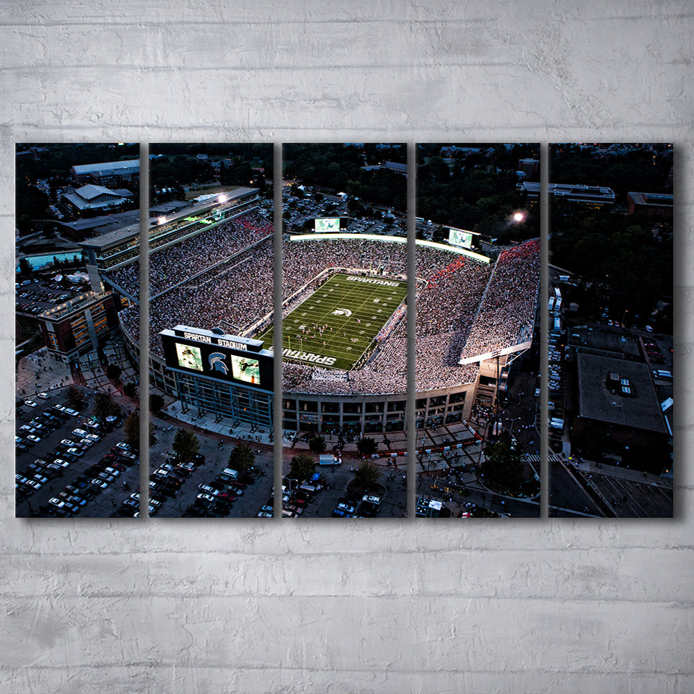 Spartan Stadium in Michigan, Stadium Canvas, Sport Art, 5 Panel B, Extra Large Canvas, Canvas Print Wall Art