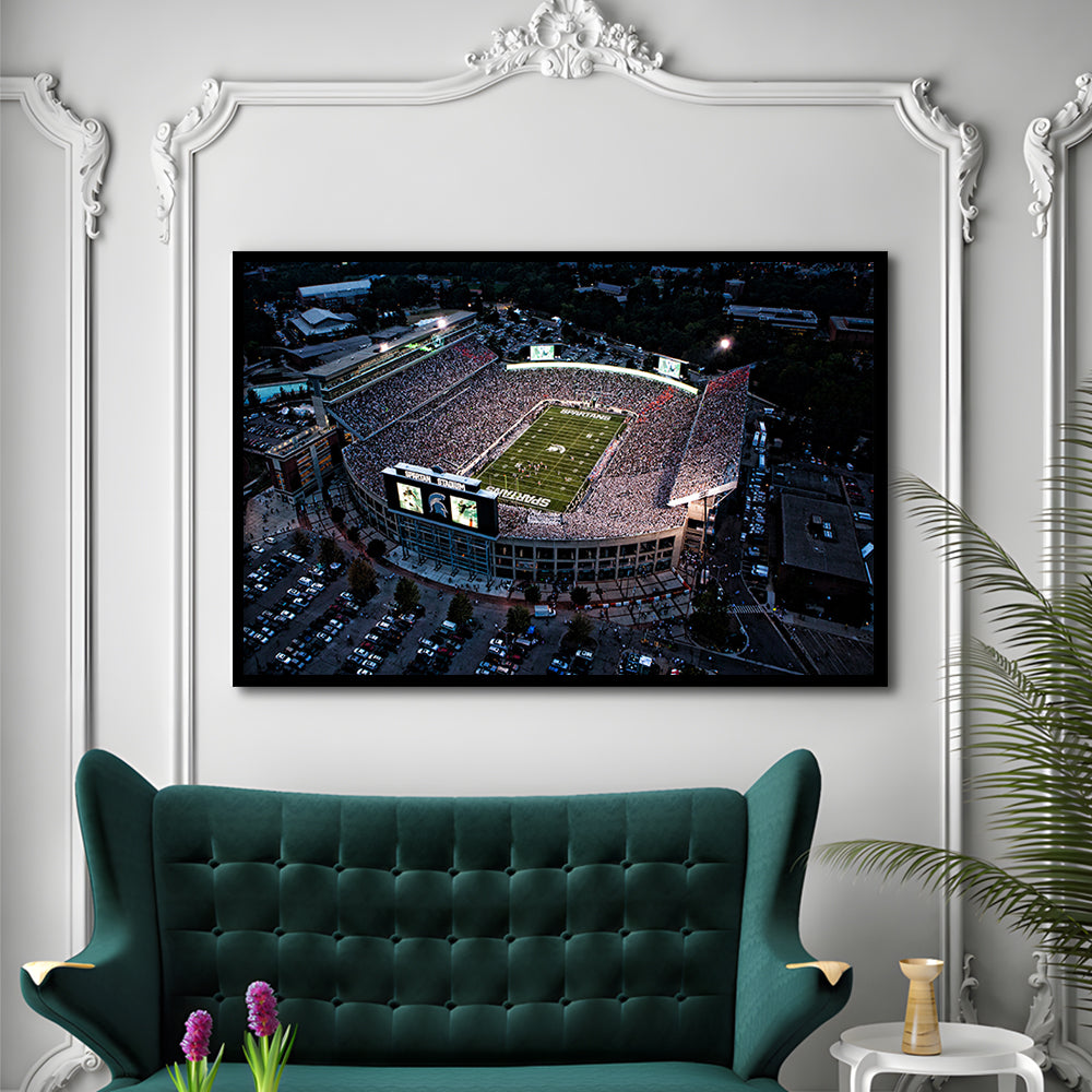 Spartan Stadium in Michigan, Stadium Canvas, Sport Art, Gift for him, Framed Art Print Wall Decor, Picture Framed