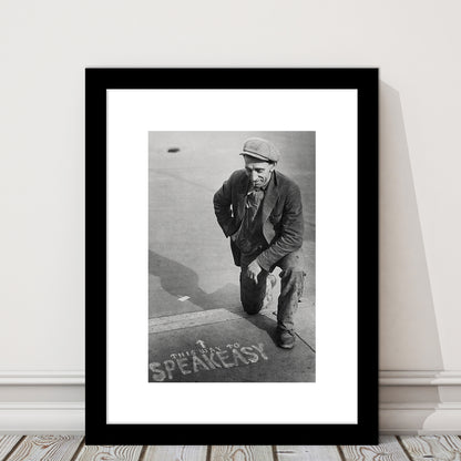 Speakeasy Prohibition Print, Black and White, Bar Cart Print, Prohibition, Framed Art Print White Border Wall Decor
