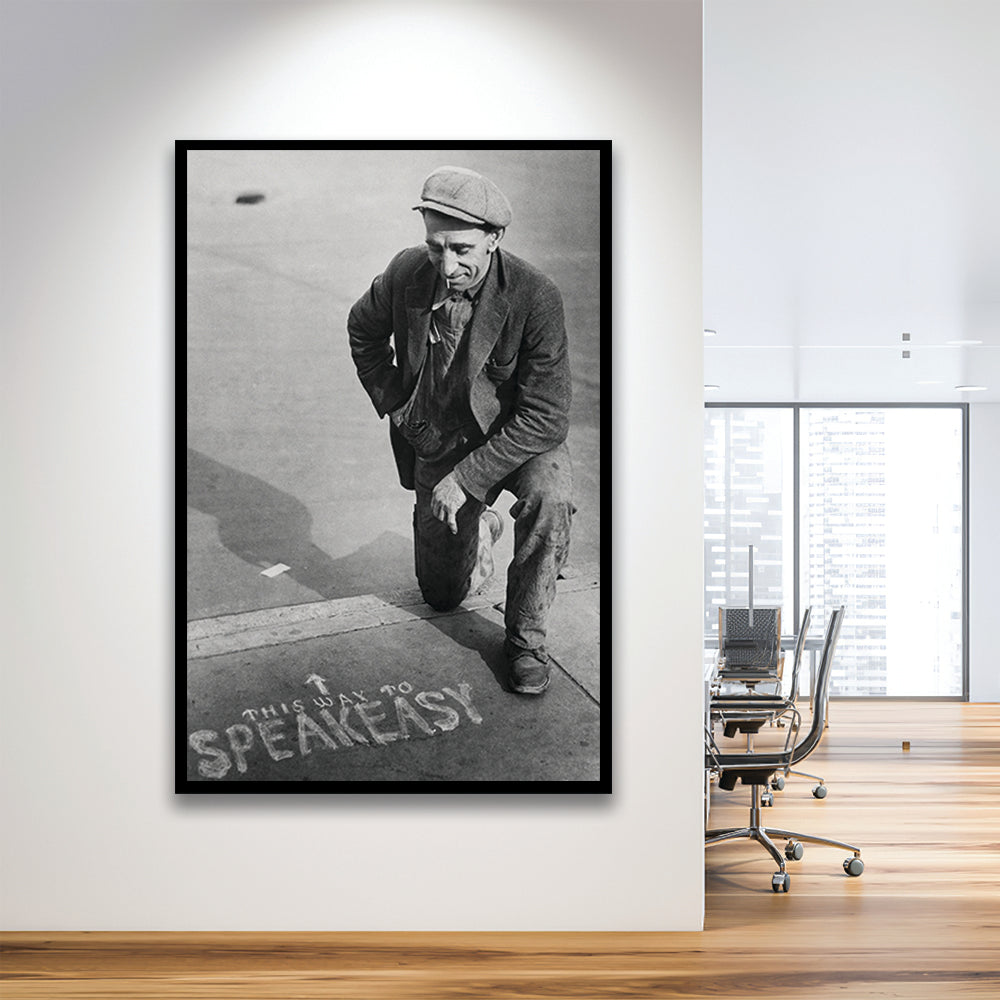 Speakeasy Prohibition Print, Black and White, Bar Cart Print, Prohibition, Man Cave Decor, Framed Art Print Wall Decor