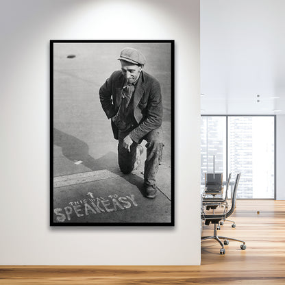 Speakeasy Prohibition Print, Black and White, Bar Cart Print, Prohibition, Man Cave Decor, Framed Art Print Wall Decor