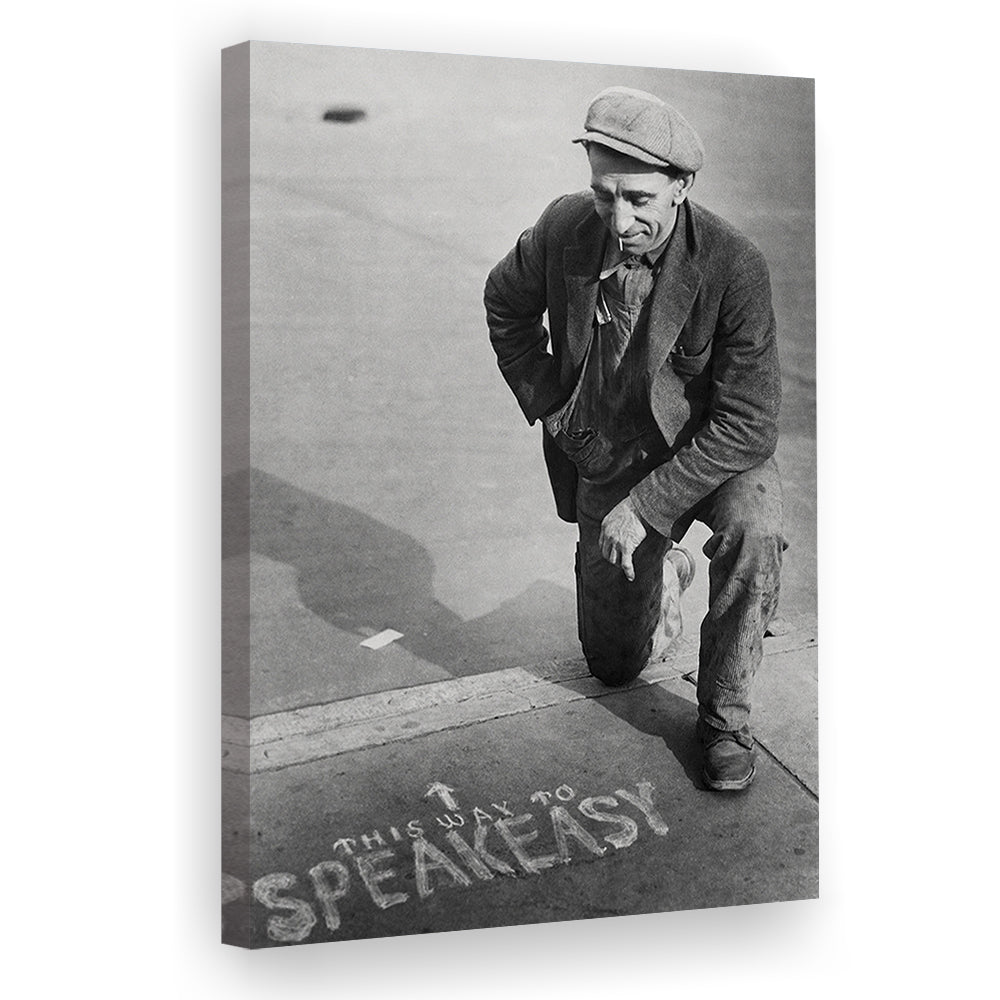 Speakeasy Prohibition Print, Black and White, Bar Cart Print, Man Cave Decor, Canvas Print Wall Art