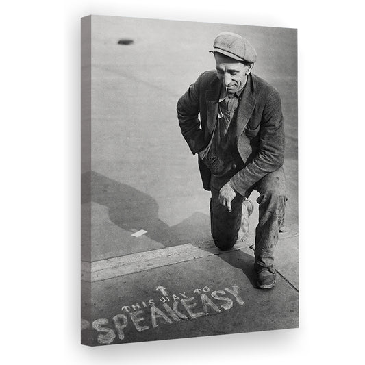 Speakeasy Prohibition Print, Black and White, Bar Cart Print, Man Cave Decor, Canvas Print Wall Art
