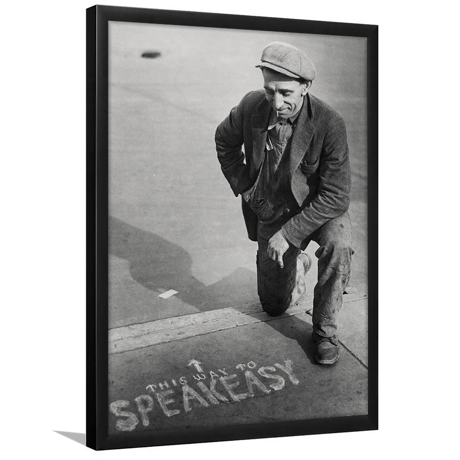Speakeasy Prohibition Print, Black and White, Bar Cart Print, Prohibition, Man Cave Decor, Framed Art Print Wall Decor