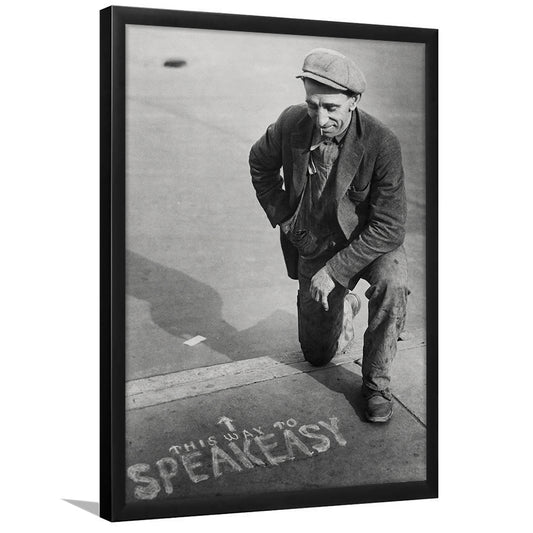 Speakeasy Prohibition Print, Black and White, Bar Cart Print, Prohibition, Man Cave Decor, Framed Art Print Wall Decor