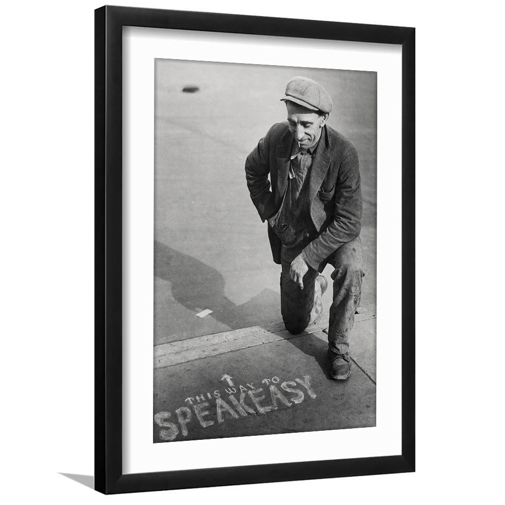 Speakeasy Prohibition Print, Black and White, Bar Cart Print, Prohibition, Framed Art Print White Border Wall Decor