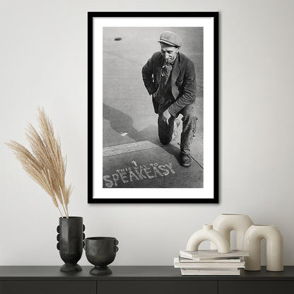 Speakeasy Prohibition Print, Black and White, Bar Cart Print, Prohibition, Framed Art Print White Border Wall Decor
