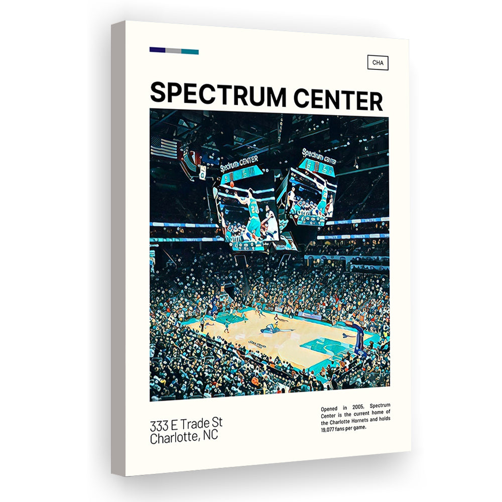 Spectrum Center Print, Charlotte Hornets Stadium Canvas Art, Fan Gifts, Sport Art, Canvas Print Wall Art